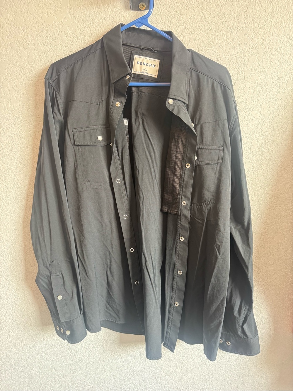 Poncho Lightweight Men's Black Shirt Jacket